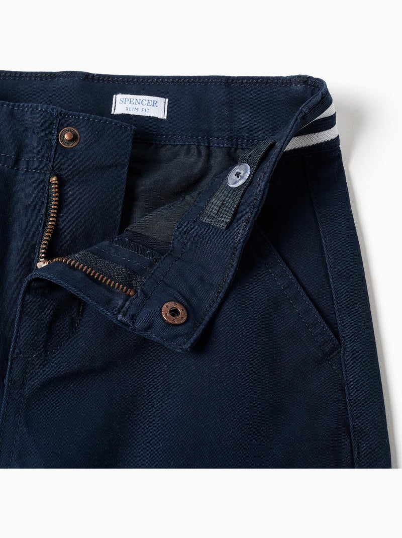 Pantaloni chino slim fit in twill con nastro a righe Blu Blu - Kiabi