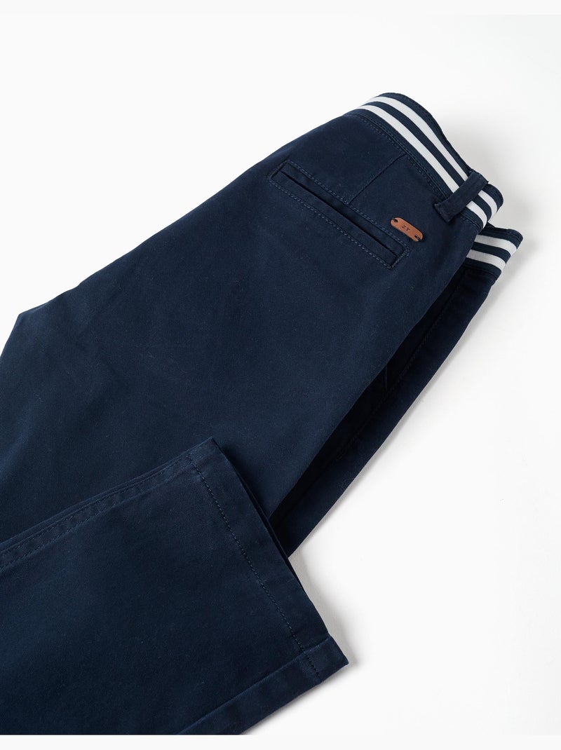 Pantaloni chino slim fit in twill con nastro a righe Blu Blu - Kiabi