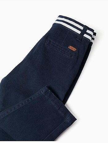 Pantaloni chino slim fit in twill con nastro a righe