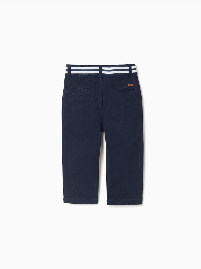 Pantaloni chino slim fit in twill con nastro a righe Blu Blu - Kiabi