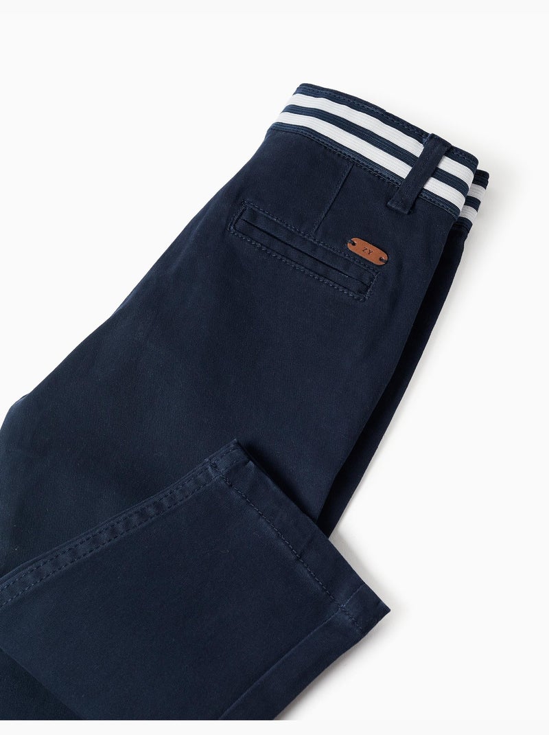 Pantaloni chino slim fit in twill con nastro a righe Blu Blu - Kiabi