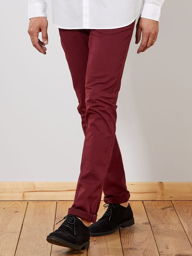 Pantaloni chino slim L38 +195 cm bordeaux - Kiabi