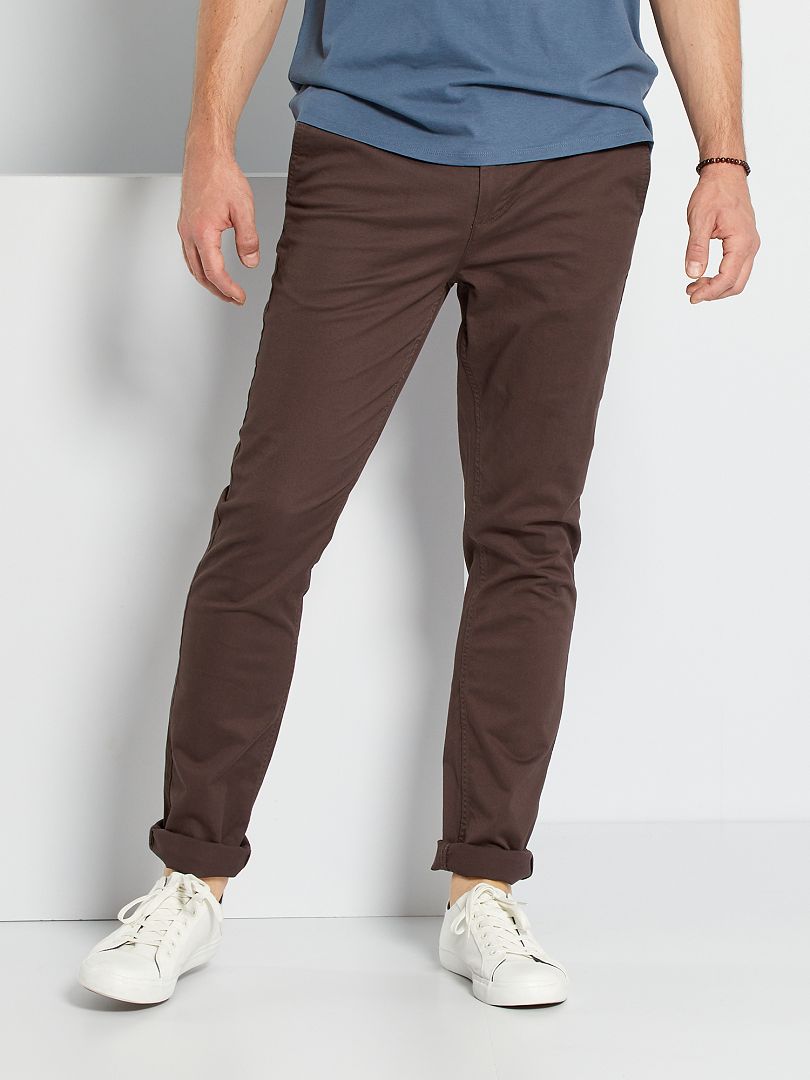 Pantaloni chino slim L38 +195 cm marrone scuro - Kiabi