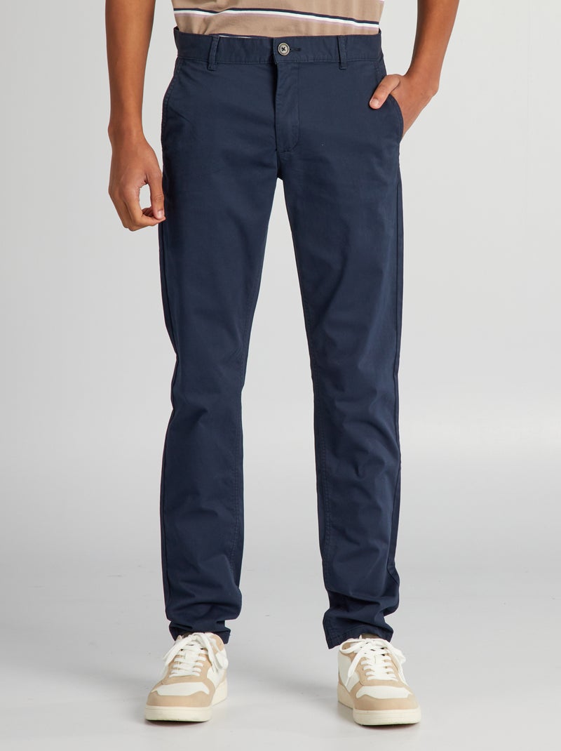 Pantaloni chino slim puro cotone L36 + 1 m 90 blu - Kiabi