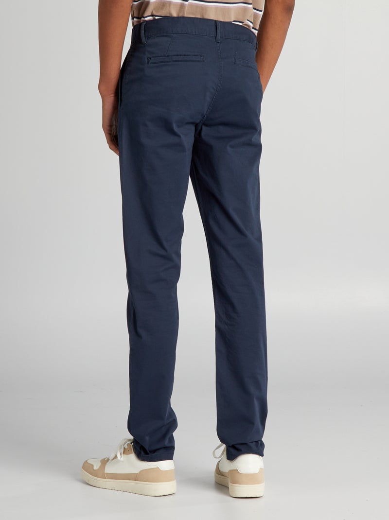 Pantaloni chino slim puro cotone L36 + 1 m 90 blu - Kiabi
