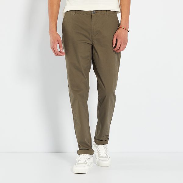 Pantaloni chino slim puro cotone L36 + 1 m 90 Uomini alti più di 190cm -  KAKI - Kiabi - 20,00€