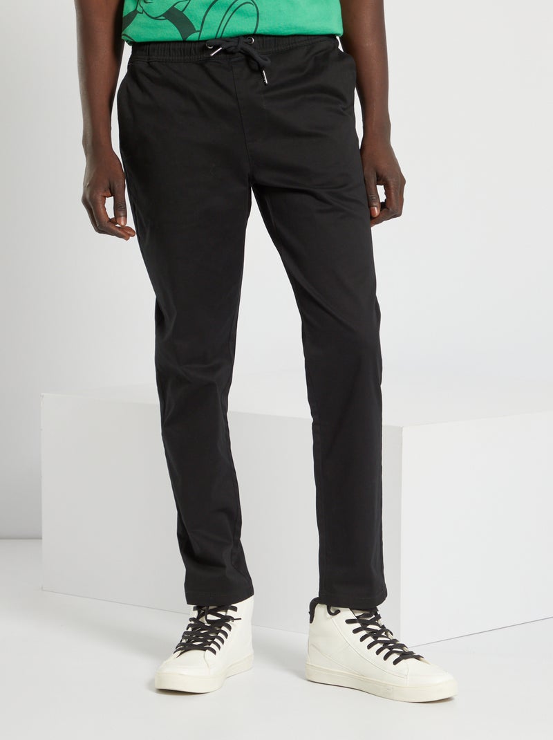 Pantaloni chino slim taglio joggers Nero - Kiabi