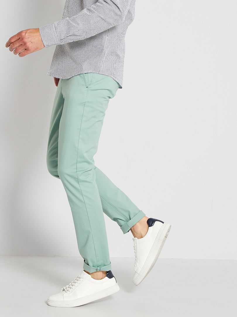 Pantaloni chino slim verde grigio - Kiabi