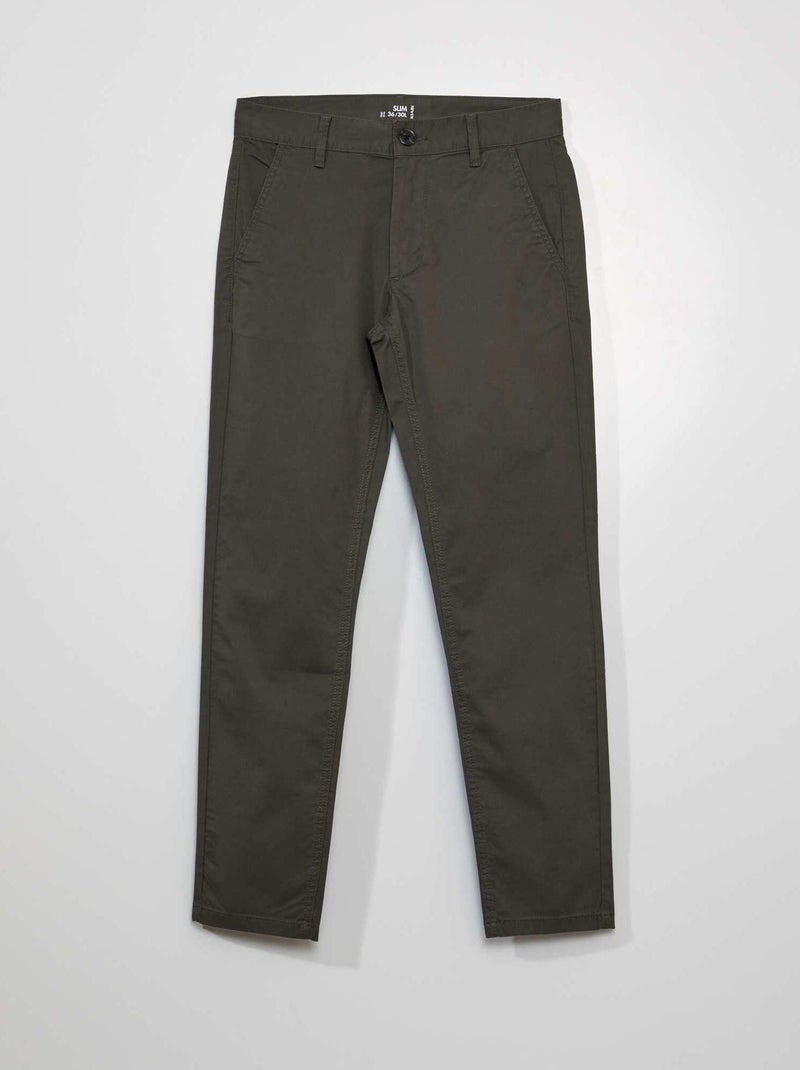 Pantaloni chino taglio slim L30 KAKI - Kiabi