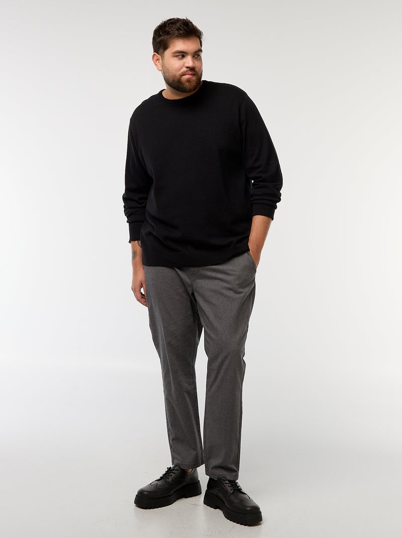 Pantaloni chino tinta unita in cotone stretch Grigio - Kiabi