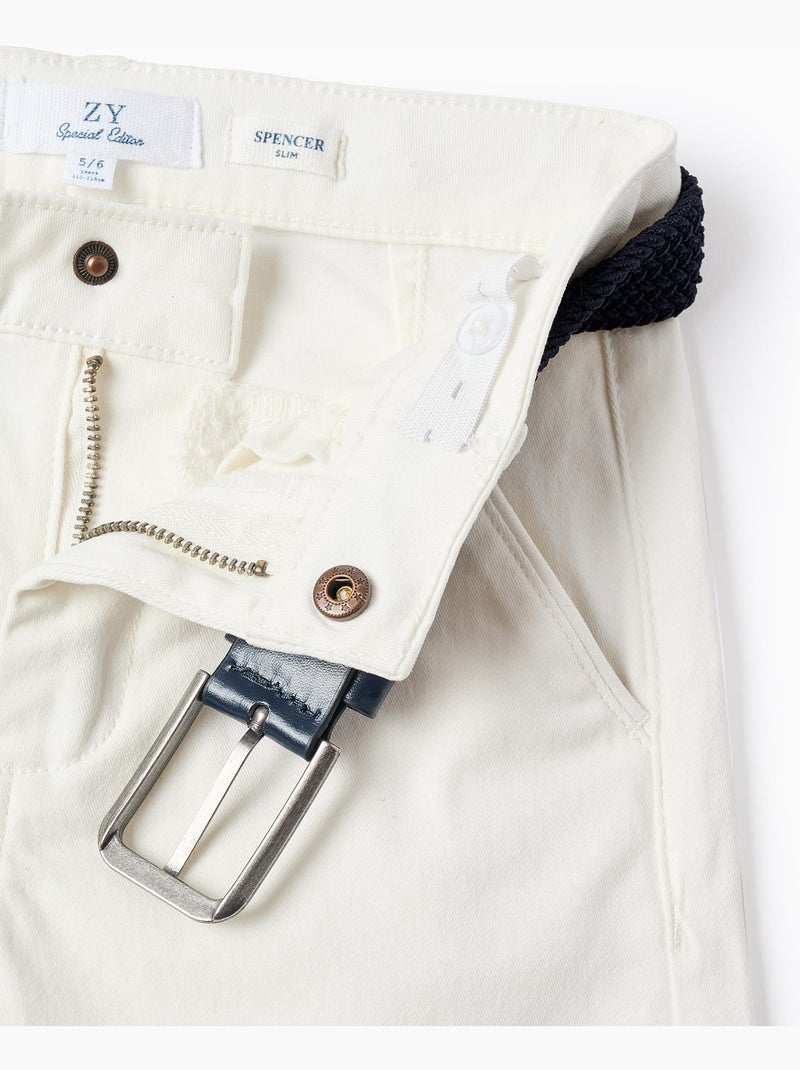 Pantaloni chino twill slim fit con cintura Bianco - Kiabi