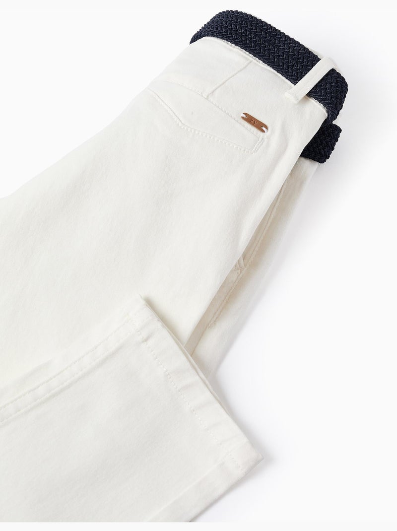 Pantaloni chino twill slim fit con cintura Bianco - Kiabi