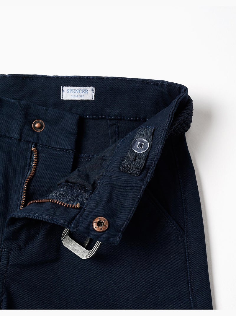 Pantaloni chino twill slim fit con cintura Blu scuro - Kiabi