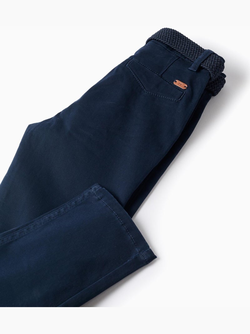 Pantaloni chino twill slim fit con cintura Blu scuro - Kiabi