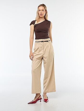 Pantaloni city a gamba larga con cintura sottile