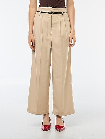 Pantaloni city a gamba larga con cintura sottile