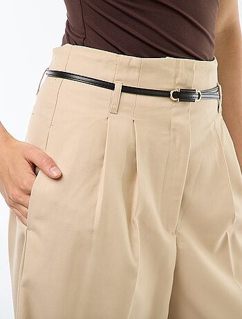 Pantaloni city a gamba larga con cintura sottile