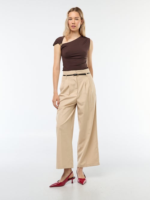 Pantaloni city a gamba larga con cintura sottile - Kiabi