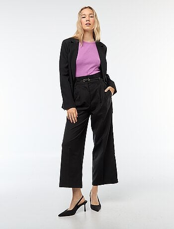 Pantaloni city a gamba larga con cintura sottile