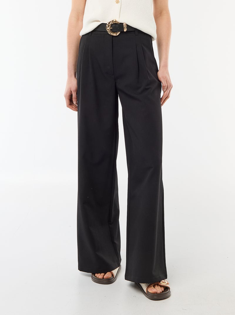 Pantaloni city a taglio ampio con cintura Nero - Kiabi