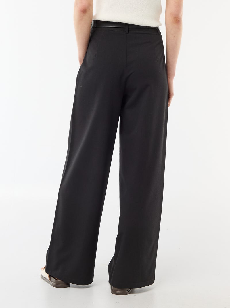 Pantaloni city a taglio ampio con cintura Nero - Kiabi