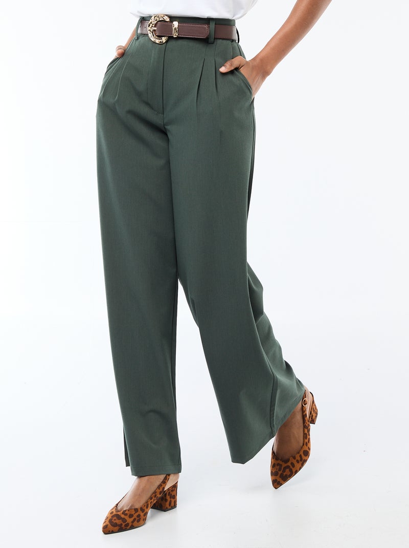 Pantaloni city a taglio ampio con cintura Verde - Kiabi