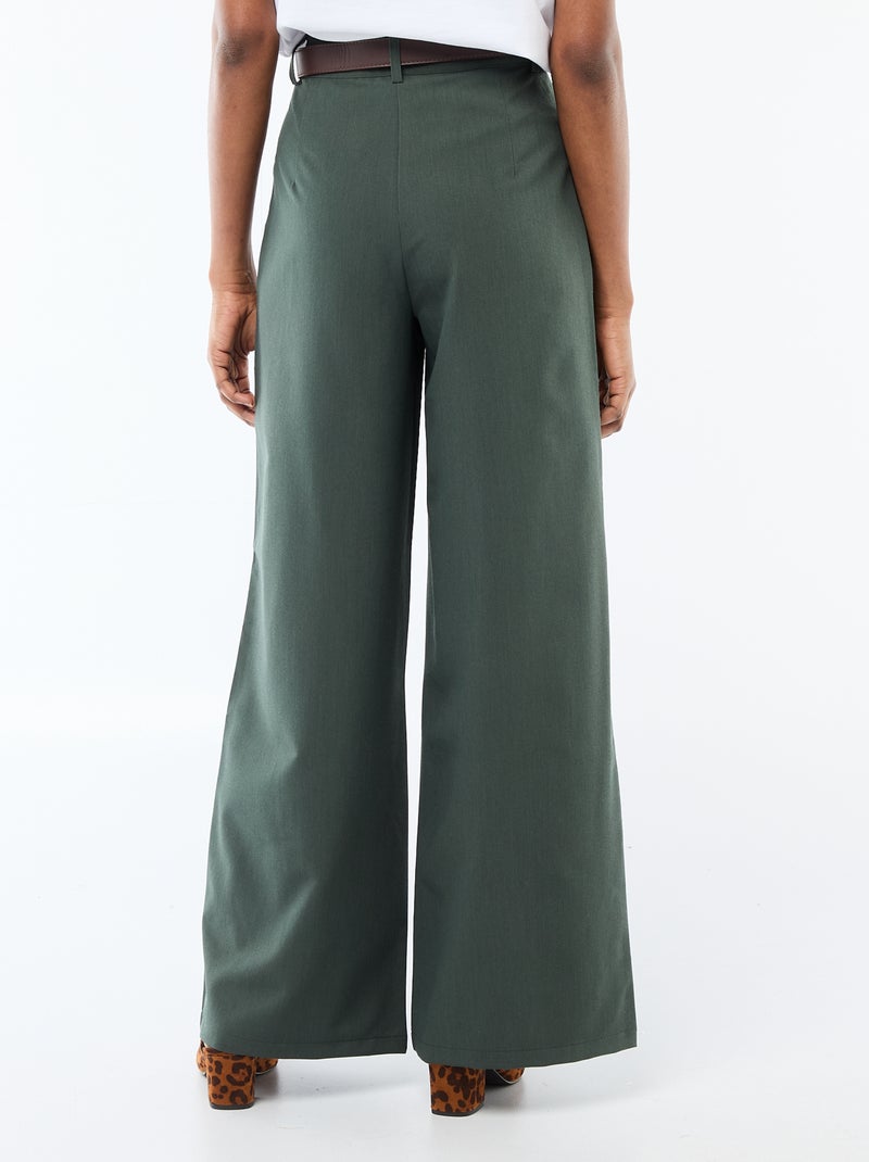 Pantaloni city a taglio ampio con cintura Verde - Kiabi