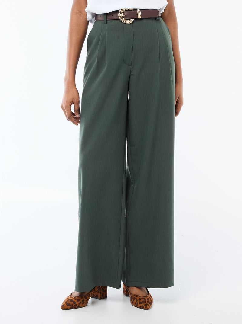 Pantaloni city a taglio ampio con cintura Verde - Kiabi