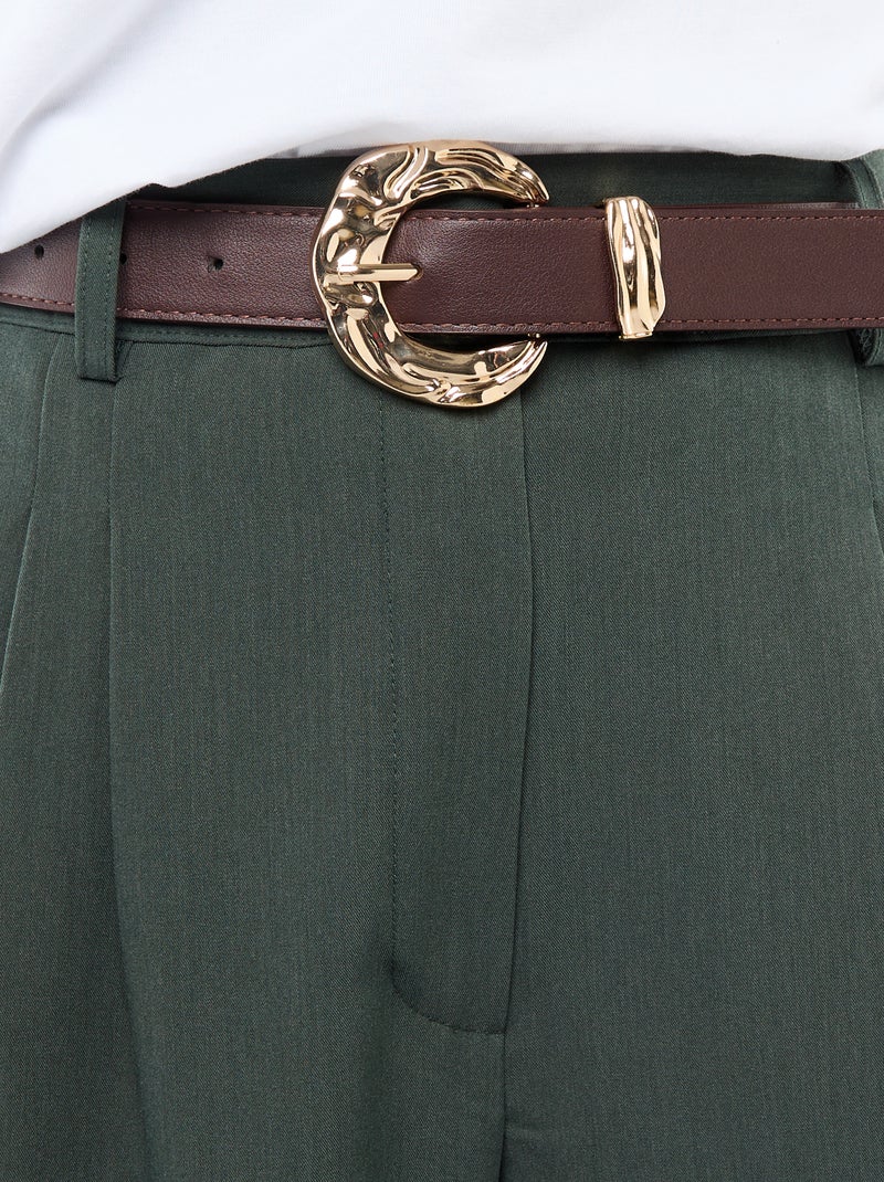 Pantaloni city a taglio ampio con cintura Verde - Kiabi