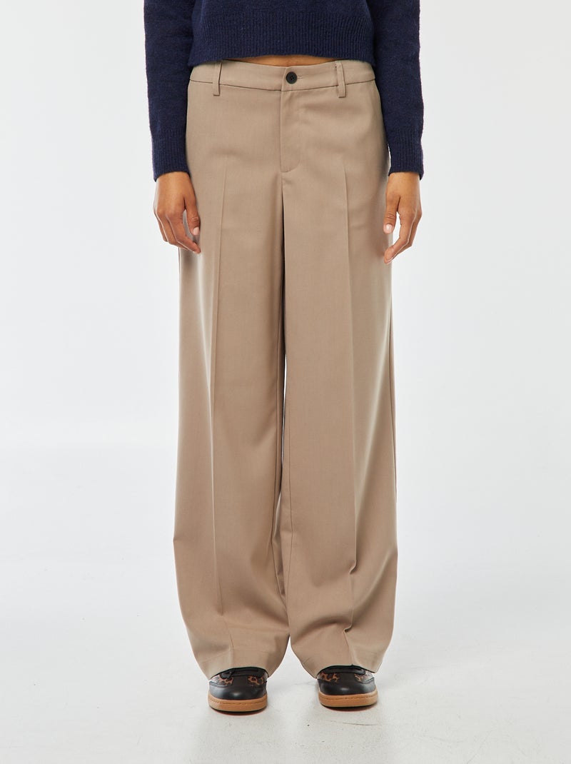 Pantaloni city larghi con pinces Beige - Kiabi