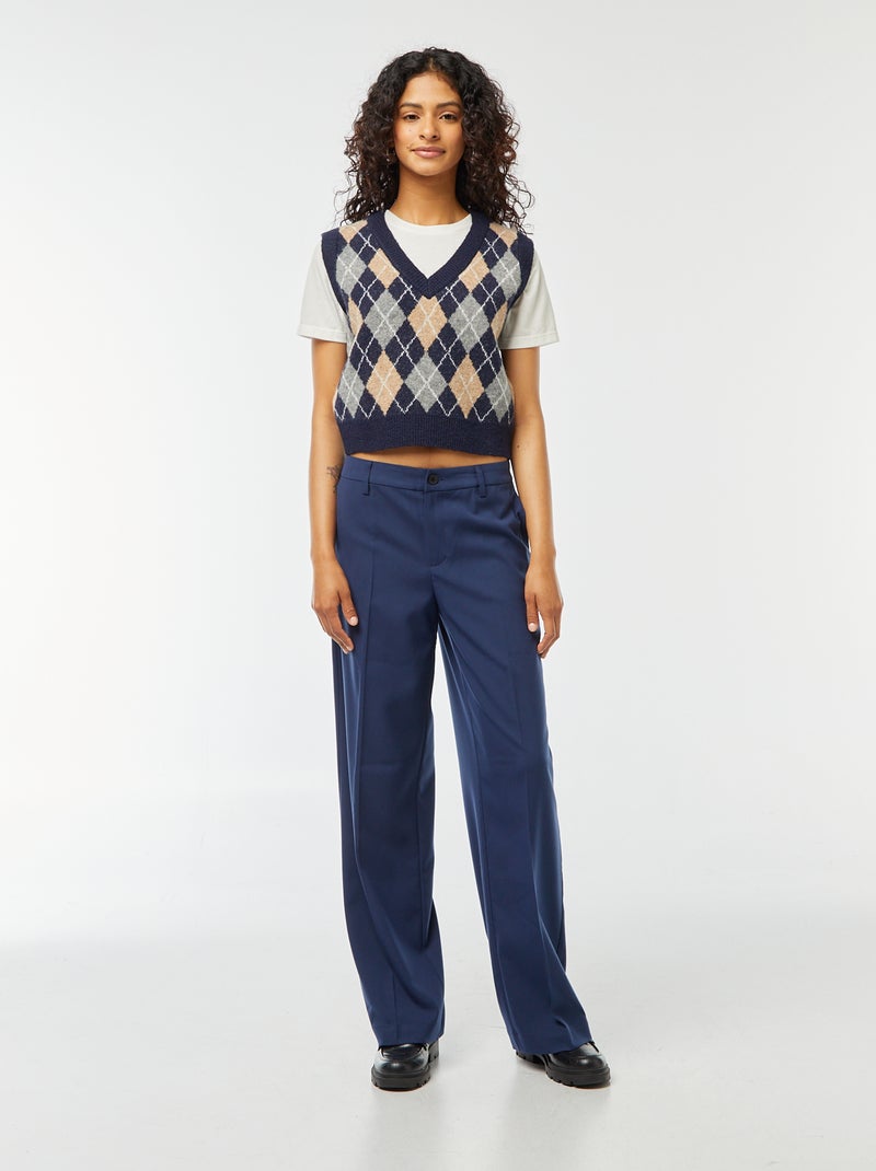 Pantaloni city larghi con pinces Blu - Kiabi