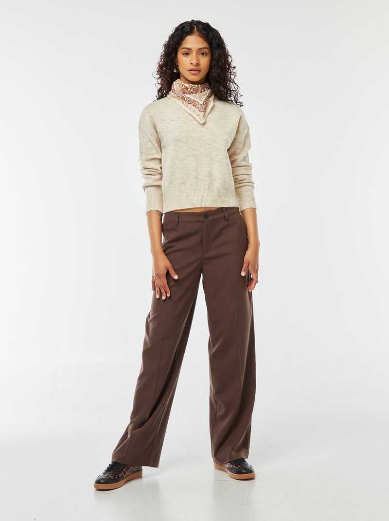 Pantaloni city larghi con pinces Marrone - Kiabi