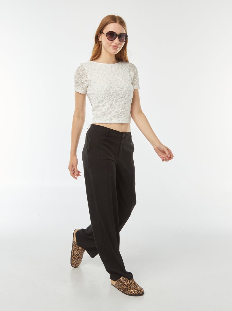 Pantaloni city larghi con pinces nero - Kiabi