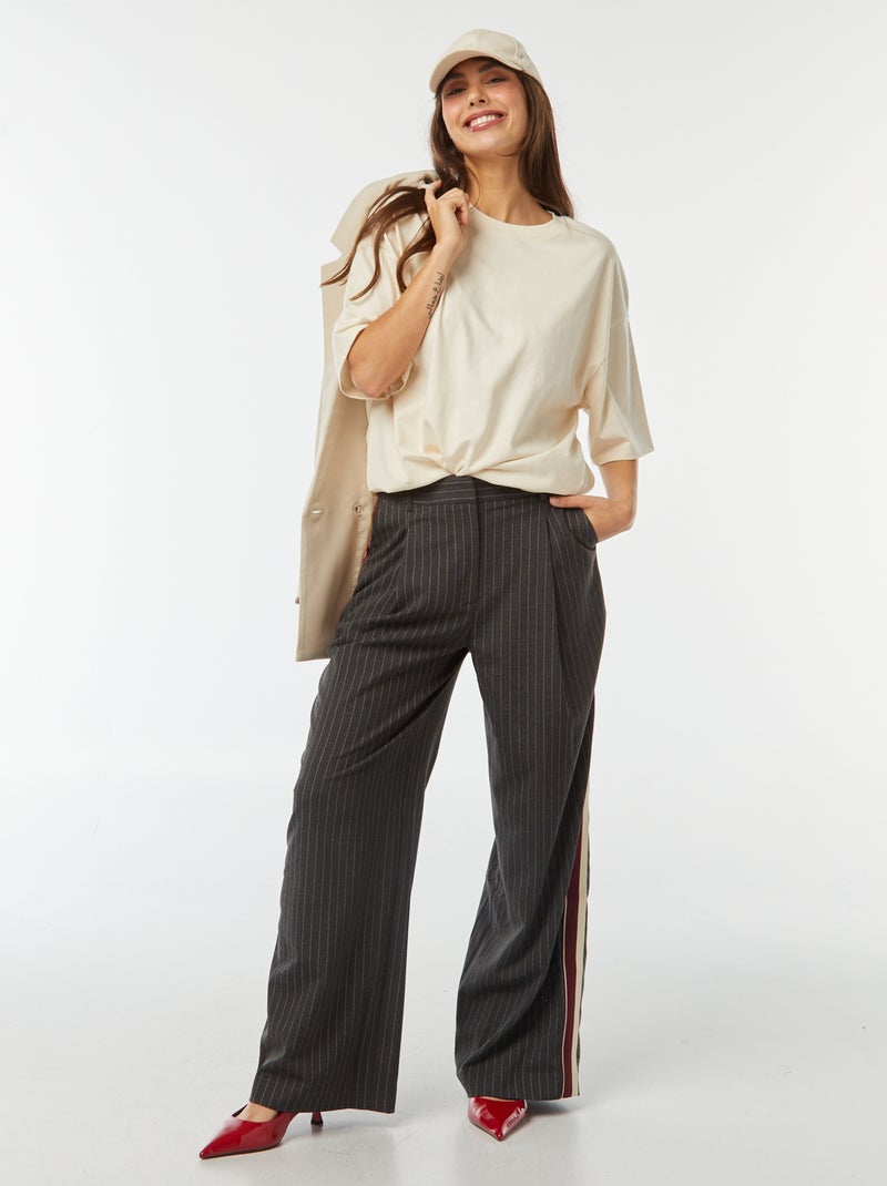 Pantaloni city larghi Grigio - Kiabi