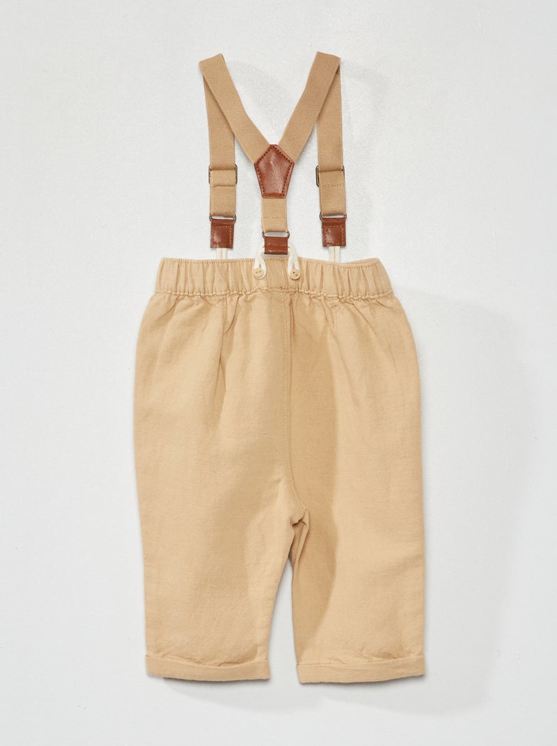 Bretelle per pantaloni / Bretelle autentiche in stile vintage anni '40, fatte a mano, con bottoni a Y, color canna di fucile e strisce color marrone, con passanti in pelle nera - Italia