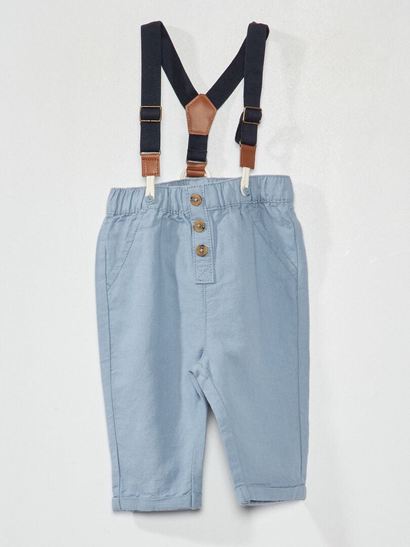 Pantaloni con bretelle staccabili blu denim - Kiabi
