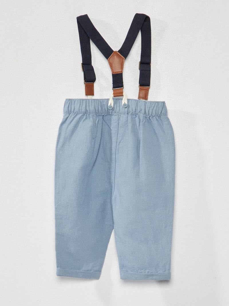 Pantaloni con bretelle staccabili blu denim - Kiabi