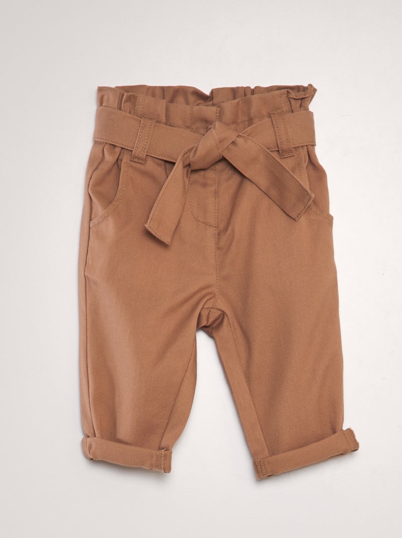 Pantaloni con cintura da annodare - MARRONE - Kiabi
