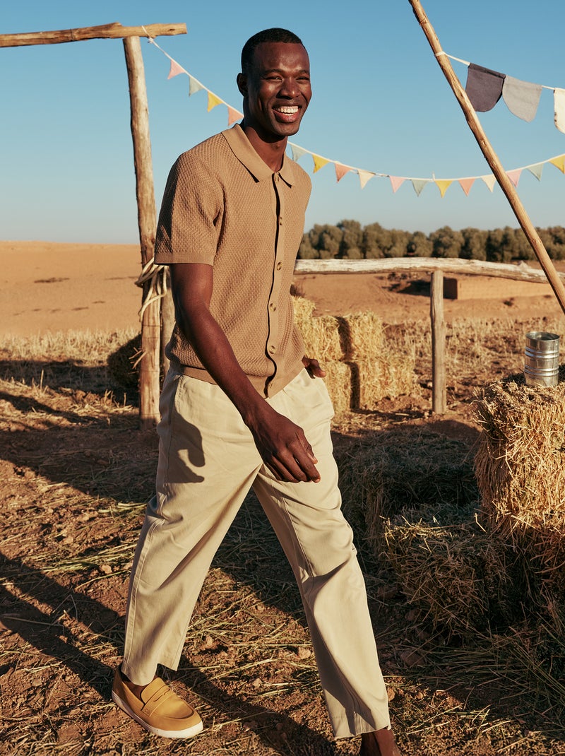 Pantaloni con cintura elasticizzata Beige - Kiabi