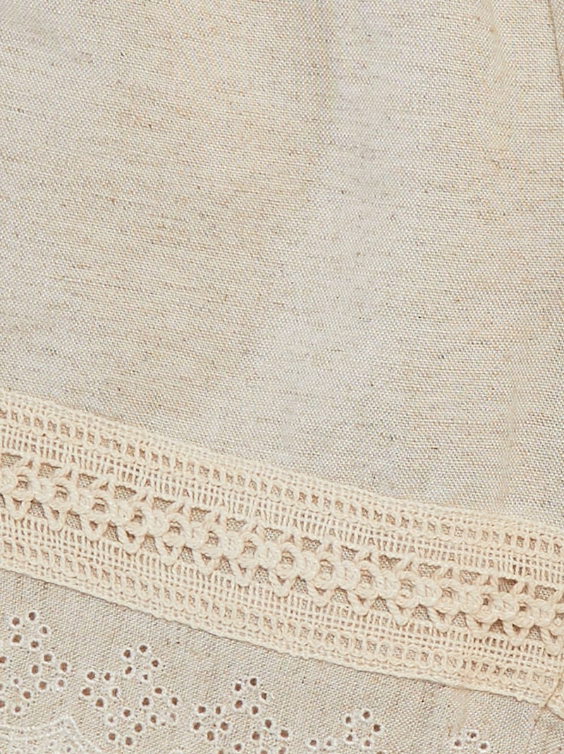 Pantaloni con dettagli ricamati e in macramé BIANCO - Kiabi