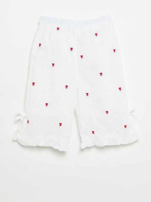 Pantaloni con fiocchi decorativi e ricami sangallo - Kiabi
