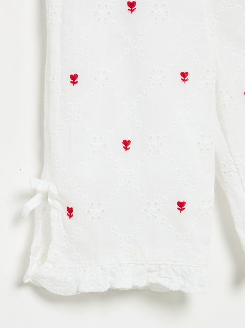 Pantaloni con fiocchi decorativi e ricami sangallo - Kiabi