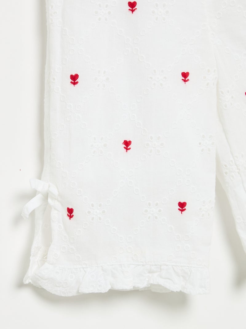 Pantaloni con fiocchi decorativi e ricami sangallo Bianco - Kiabi