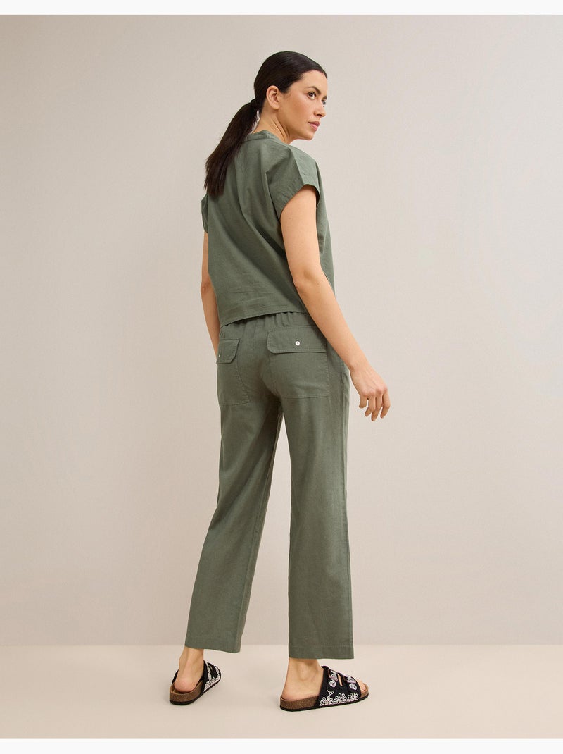Pantaloni con lino, MO Fashion Verde - Kiabi