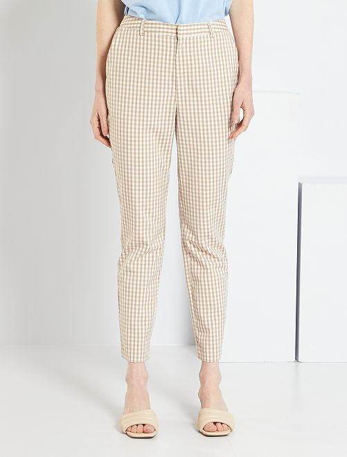 Pantaloni con motivi vichy - BIANCO - Kiabi - 15.00€