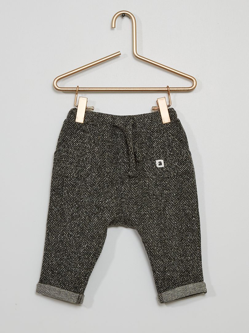 Pantaloni con motivo spigato grigio - Kiabi