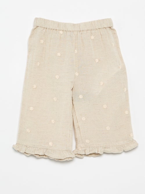 Pantaloni con ricami floreali - Kiabi