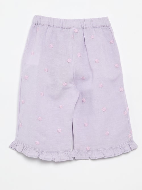 Pantaloni con ricami floreali - Kiabi