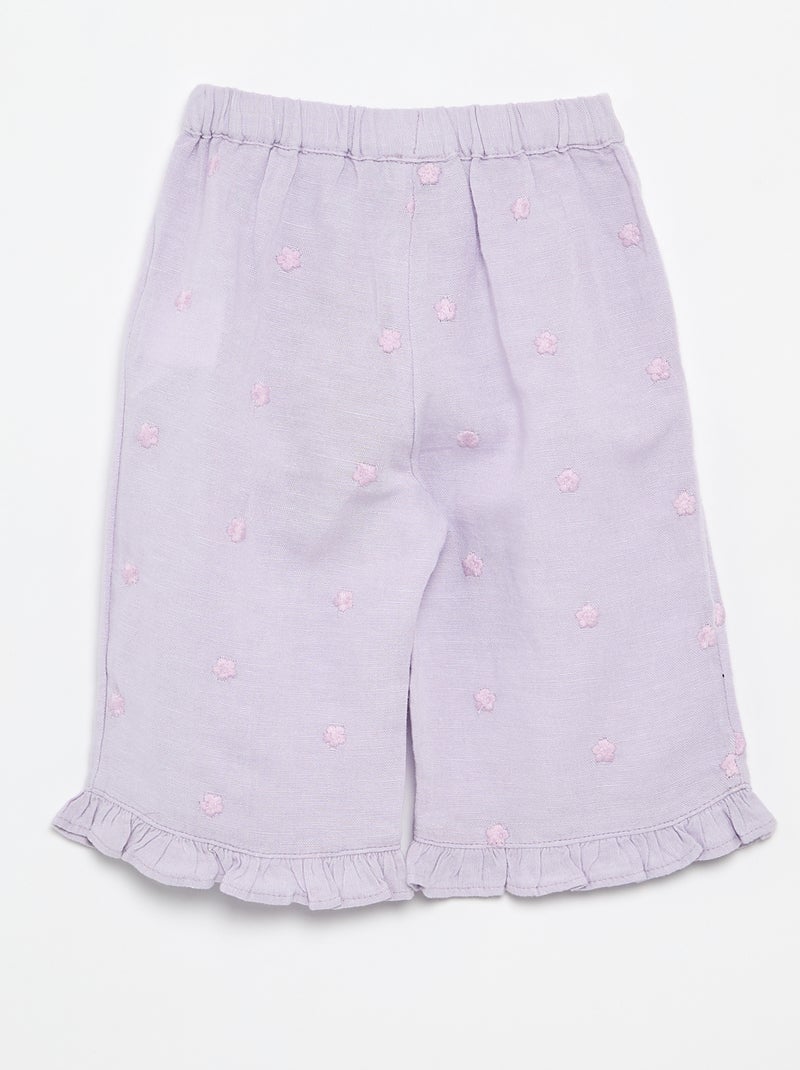 Pantaloni con ricami floreali Viola - Kiabi