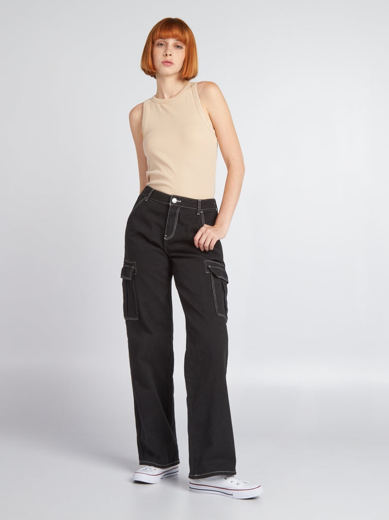 Pantaloni con tasche con patta NERO - Kiabi